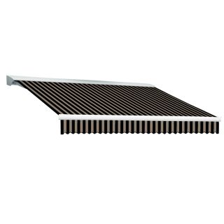 Awntech 216 in Wide x 120 in Projection Black/Tan Stripe Slope Patio Retractable Remote Control Awning