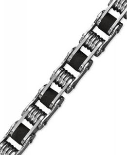 Mens Stainless Steel Bracelet, Black Resin Bicycle Chain Bracelet
