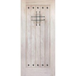Main Door 36 in. x 80 in. Rustic Mahogany Type Unfinished V Groove Solid Wood Speakeasy Front Door Slab SH 903 UNF