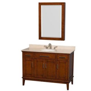Wyndham Collection Hatton 48 in. Vanity in Light Chestnut with Marble Vanity Top in Ivory, Sink and Medicine Cabinet WCV161648SCLIVUNRMED