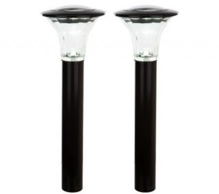 Paradise 2 Pc. Stainless Solar Tower Light Set w/LumaBright Technology —