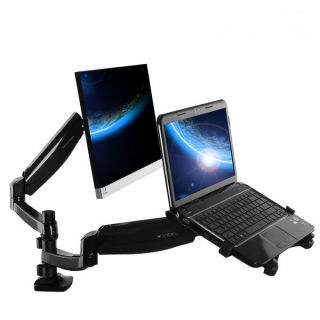 Loctek Dual arm Desk Monitor and Laptop Mount with Gas Spring Arms