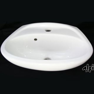Alfi White Wall Mount Oval Bathroom Sink with Overflow