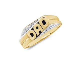 Men's Diamond DAD Ring Fathers Band 10k Yellow Gold