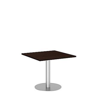 Bush Business 36W Square Conference Table with Metal Disc Base, Mocha Cherry, Installed