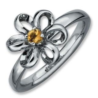 Sterling Silver Stackable Expressions Polished Citrine Flower Ring   Size 10