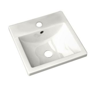 American Standard Studio Carre Countertop Bathroom Sink with Center Hole Only and Rear Overflow in White 0642001.020