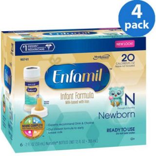 Enfamil Newborn baby formula   2 fl oz Plastic Nursette Bottles   6ct, Pack of 4