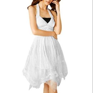 Allegra K Women's Asymmetric Hem Sleeveless Dress White (Size M / 8)
