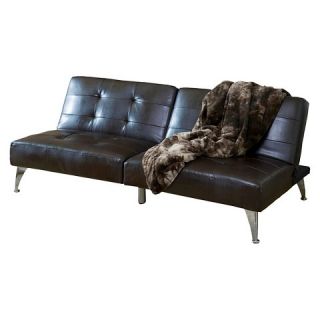 Alston Click Clack Oversized Convertible Leather Sofa Couch   Brown