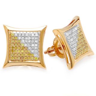 18K Yellow Gold Plated 1/10ct TDW White and Black Diamond Micro Pave