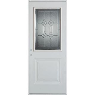Stanley Doors 32 in. x 80 in. Orleans Zinc 1/2 Lite 1 Panel Prefinished White Right Hand Inswing Steel Prehung Front Door 1542S B 32 R Z