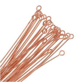 Open Eye Pins, 2 Inches Long and 22 Gauge Thick, 50 Pieces, Copper