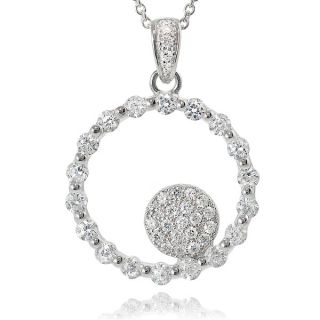 Journee Collection Sterling Silver Cubic Zirconia Circle Pendant