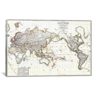 iCanvas Antique Double Hemisphere Map of The World (Hondius Canvas