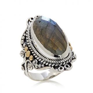 Bali Designs by Robert Manse Elongated Oval Labradorite Sterling Silver Ring   7608678