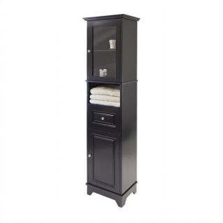 Winsome Alps Tall Cabinet with Glass Door and Drawer in Black Finish   20871
