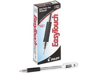 Pilot EasyTouch Stick Ballpoint Pen, Clear Barrel, Black Ink, Med Pt, 1.0 mm (Dozen)