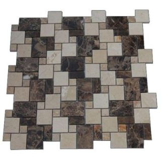 Splashback Tile Parisian Crema Marfil and Dark Emperador Blend 12 in. x 12 in. Marble Floor and Wall Tile PARISIAN CREMA MARFIL AND DARK EMPERADOR