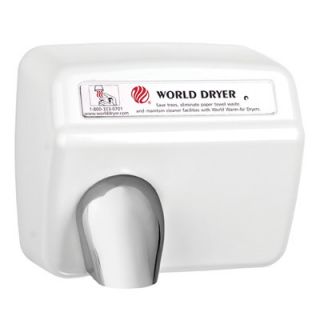 World Dryer Model A Durable 208 240 Volt Hand Dryer in Steel White