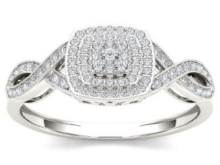 De Couer 10k White Gold 1/4ct TDW Diamond Criss Cross Engagement Ring (H I, I2)