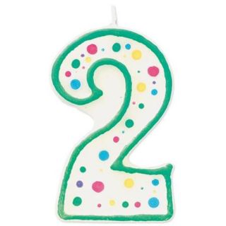 Polka Dot Numeral Candle 3"X1.5" 1/Pkg #2 Green