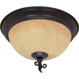 Glomar 3 Light Old Bronze Flushmount with Tuscan Suede Glass HD 041