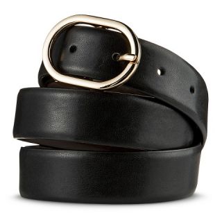 Womens Solid Belt with Silver Buckle   Black   Merona™