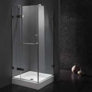 Vigo Monteray 36.125 x 79.25 in. Frameless Pivot Shower Enclosure in Chrome with Clear Glass with Base in White VG6011CHCL363W
