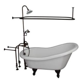 Barclay Products 5.6 ft. Acrylic Ball and Claw Feet Slipper Tub in White with Oil Rubbed Bronze Accessories TKADTS67 WORB3