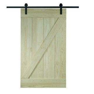 Pinecroft 34 in. x 81 in. Wood Barn Door with Sliding Door Hardware Kit 8BDSW3280KDZ