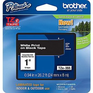 Brother TZe 355 1 P Touch Label Tape, White on Black