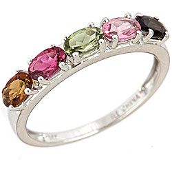 Anika and August DYach 14k White Gold Multi colored Tourmaline Ring