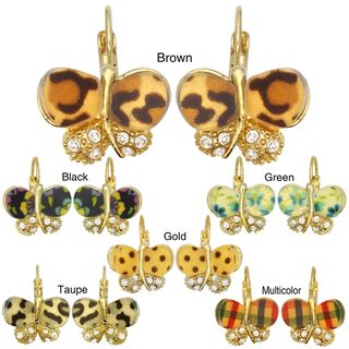 Kate Marie Silvertone Cubic Zirconia Butterfly Design Earrings