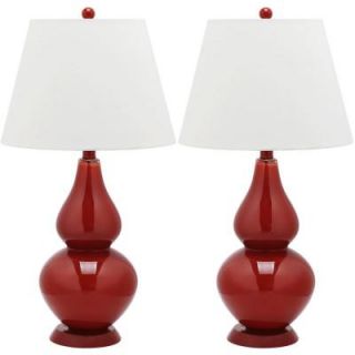 Safavieh Cybil 26.5 in. Chinese Red Double Gourd Glass Lamp (Set of 2) LIT4088E SET2