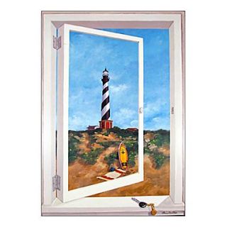 Stupell Industries Cape Hatteras Lighthouse Faux Window Scene Wall Plaque