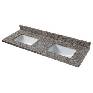 Home Decorators Collection 61 in. Granite Double Bowl Vanity Top in Sircolo with White Basins 62887