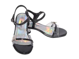 Toddler Girl 5 Black Patent Butterfly Crystal Heel Sandal Shoe