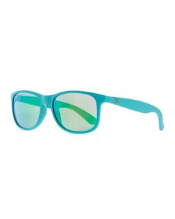 Ray Ban Plastic Square Sunglasses with Mirrored Lens, Light Blue