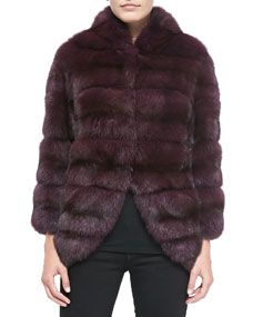 Oscar de la Renta Sable Fur Jacket with Suede Insets