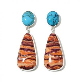 Jay King Lion's Paw Shell and Turquoise Drop Sterling Silver Earrings   7815986