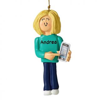 Personal Creations Personalized Ornament   Caucasian Blonde Female with Smartphone   7645982