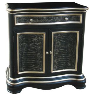 Hand Painted Distressed Black and Gold Finish Accent Chest