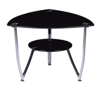 Triangular Black Tempered Glass End Table   17080689  