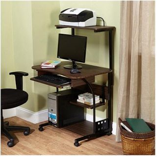 Mobile Computer Tower with Shelf, Multiple Finishes