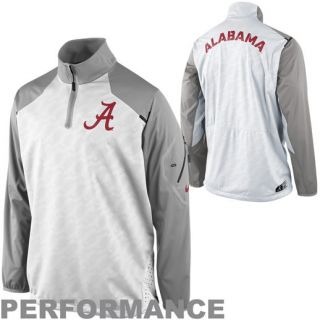 Nike Alabama Crimson Tide Performance Fly Rush Quarter Zip Pullover Jacket   White/Gray