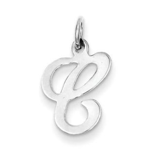 Sterling Silver Stamped Initial C Charm (0.8in long x 0.5in wide)