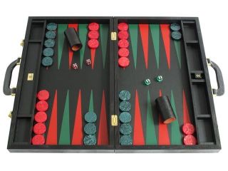 Zaza & Sacci Leather Backgammon Set   Model ZS 612   Large   Black Lizard II