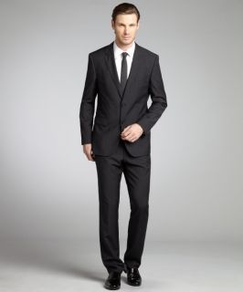Hugo Boss Black Pinstripe Wool Two Button Suit With Flat Front Pants (321656301)