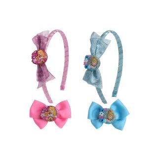 Disney Princesses 2 piece Glitter Headband and 2 piece Bow Set